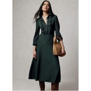 BODEN Green Winifred Frilled Knitted Dress Size 14